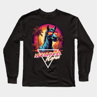 Retro Wave Appaloosa Horse Vibes Long Sleeve T-Shirt